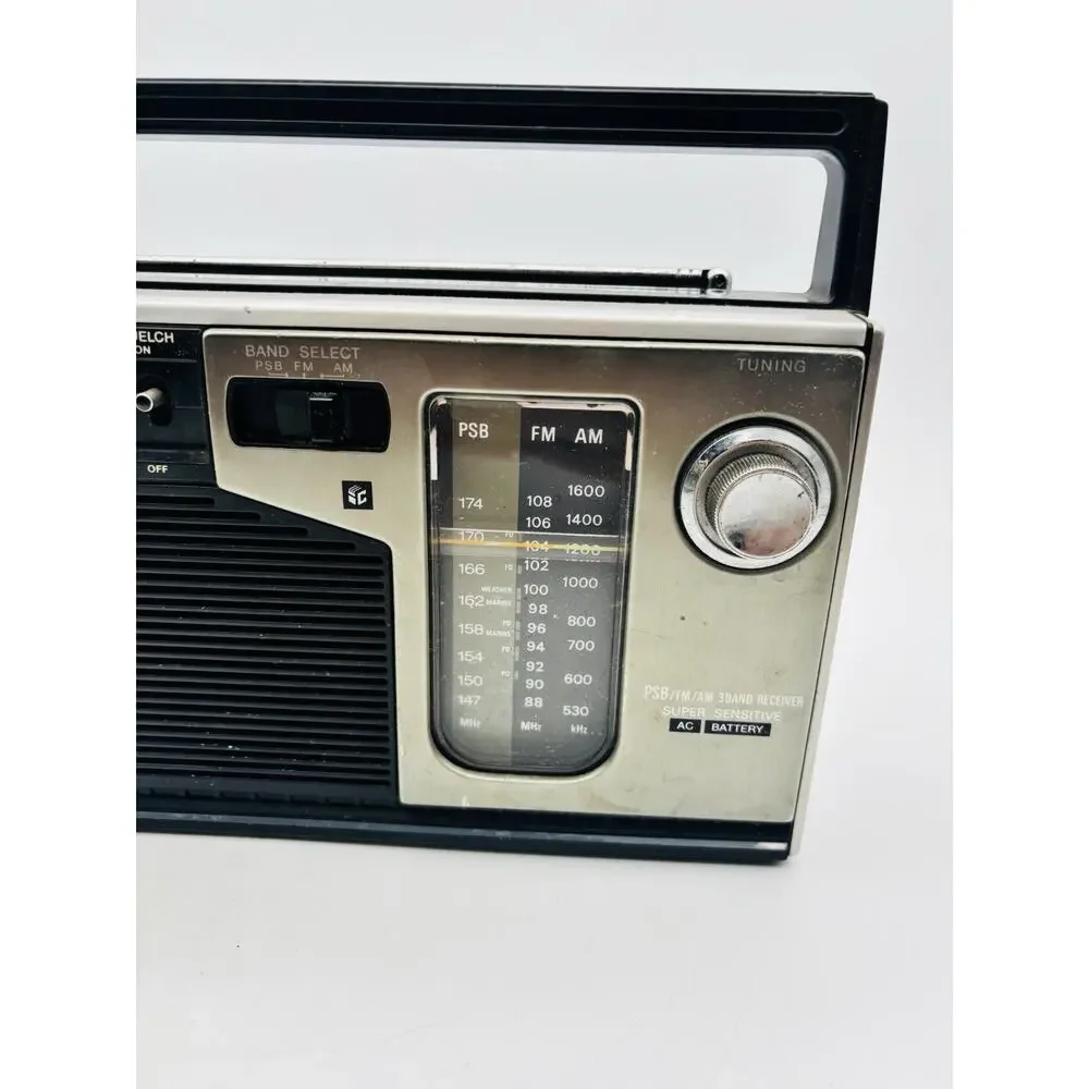 Vintage Sony ICF-7370W PSB FM AM 3 Band Portable Radio Tested Works